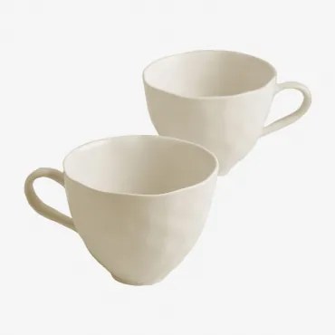 Zestaw 2 Filiżanek 400 Ml Belvere Gardenia Biel - Sklum
