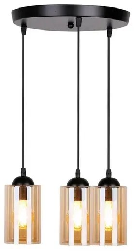Czarna lampa wisząca z trzema ozdobnymi kloszami V138 D9-N13