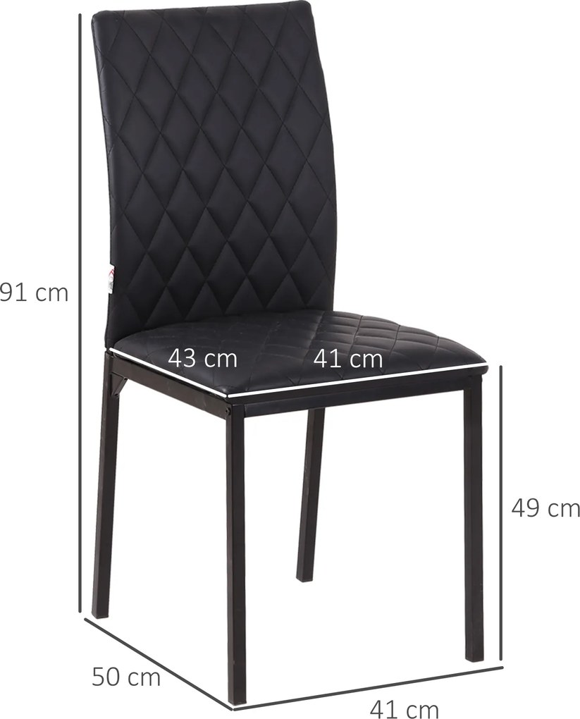 HOMCOM Zestaw 4 krzeseł jadalnianych tapicerowanych skóra ekologiczna wygodne i stylowe | Aosom PL