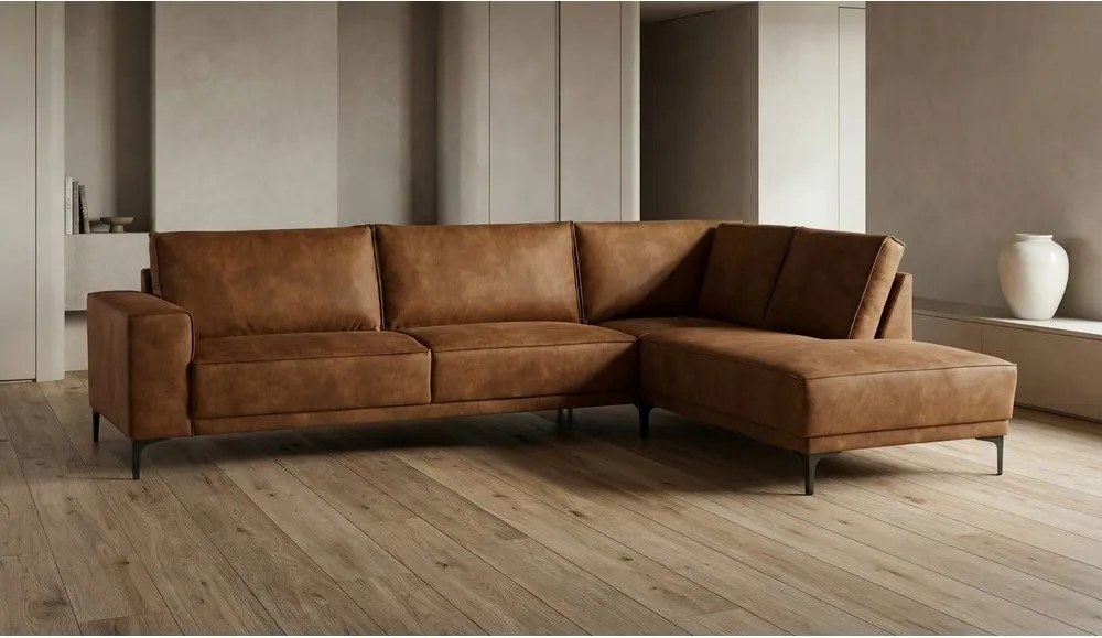 Koniakowy narożnik z imitacji skóry (prawostronny) Copenhagen – Scandic