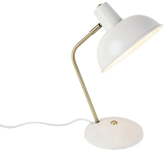 Lampa stołowa retro biała z brązem 38cm - Milou
