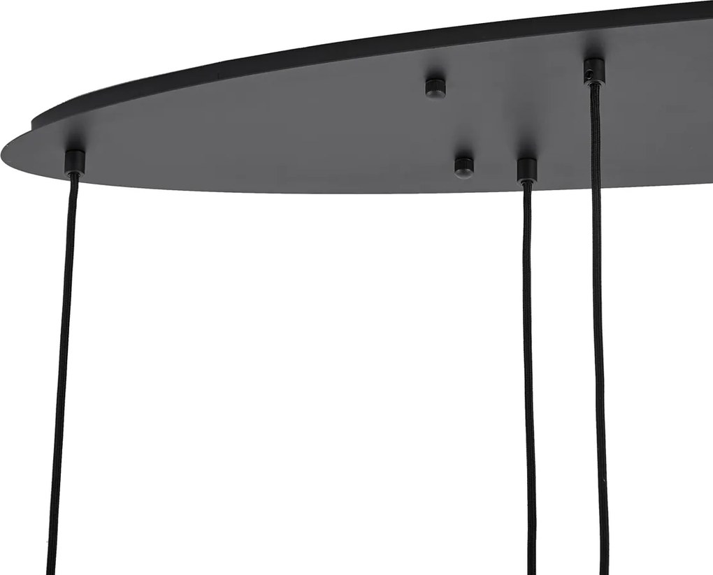 Nowoczesna lampa wisząca czarna z białym szkłem prostokątna 6-punktowa - Misty