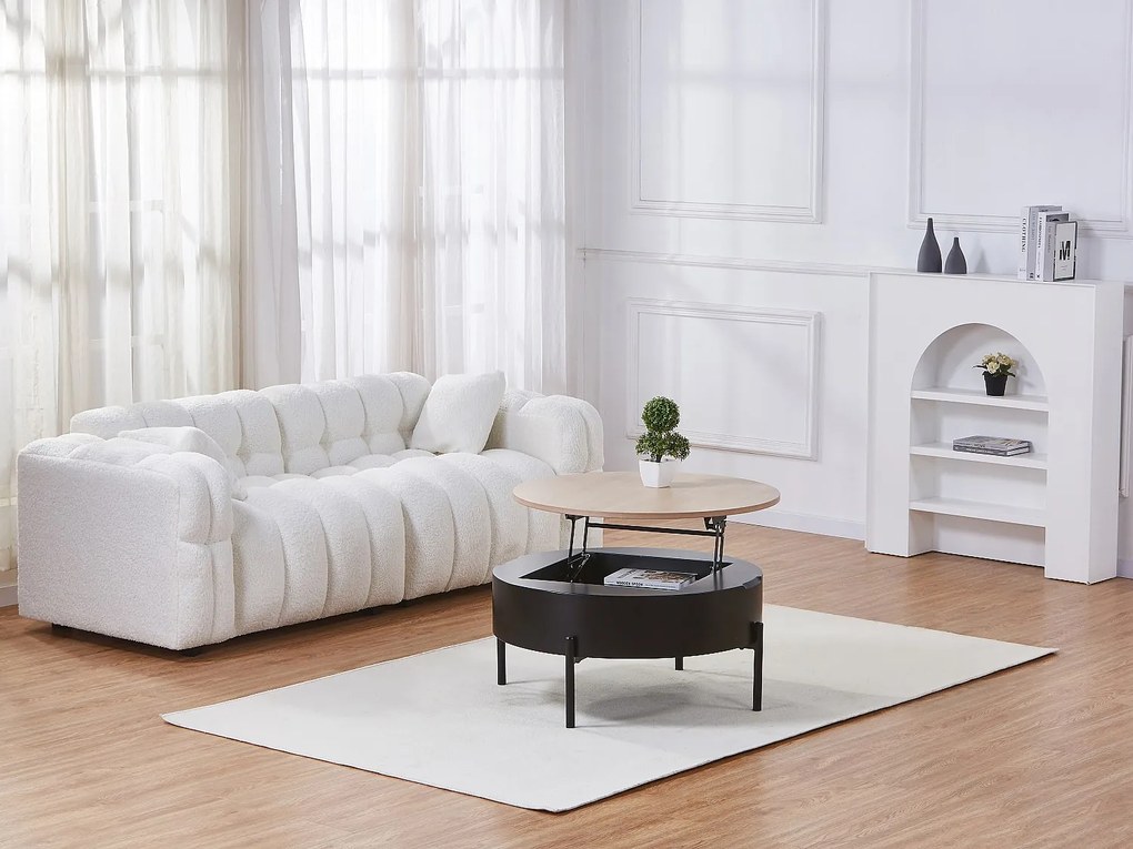 Stolik kawowy z podnoszoną płytą z MDF i metalu - Czarny i naturalny - NIMORA