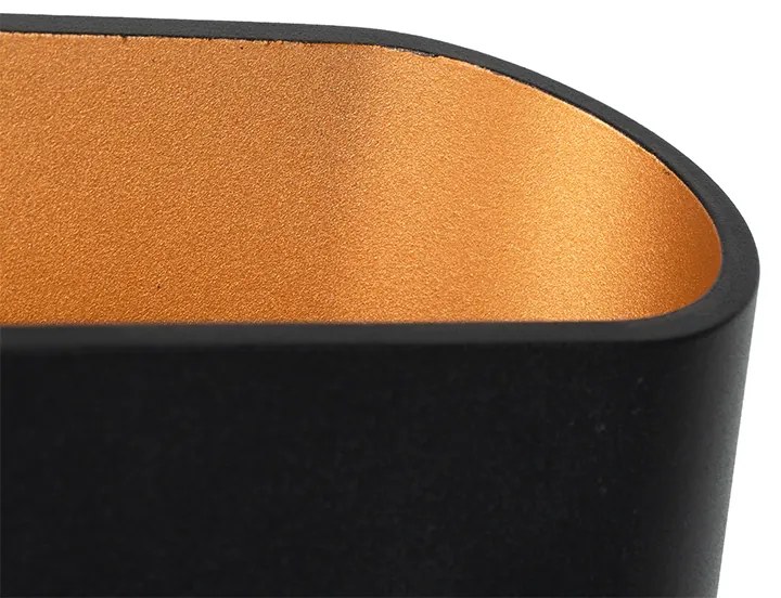 Nowoczesna lampa ścienna czarna ze złotym wnętrzem owalna - Alone