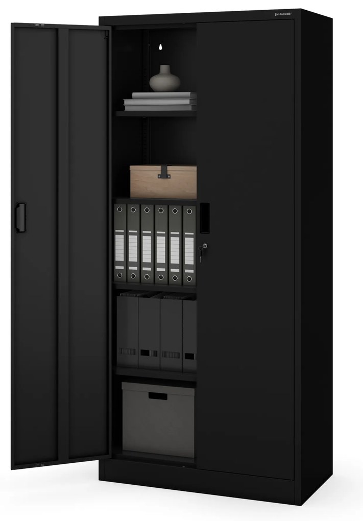 Szafa metalowa biurowa z 4 półkami czarna, 1750x800x400 mm: JAN Compact