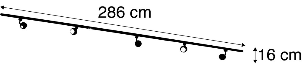 Nowoczesny system oświetlenia szynowego z 5 reflektorami czarny 1-fazowy - Iconic Gissi