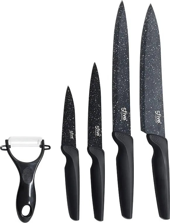 Zestaw 5 Noży Ze Stali Nierdzewnej W Czarnym Efekcie Kropkowanym Secret de Gourmet