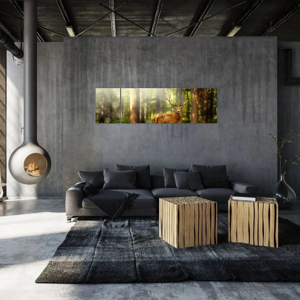Obraz jelenia w lesie (170x50 cm)