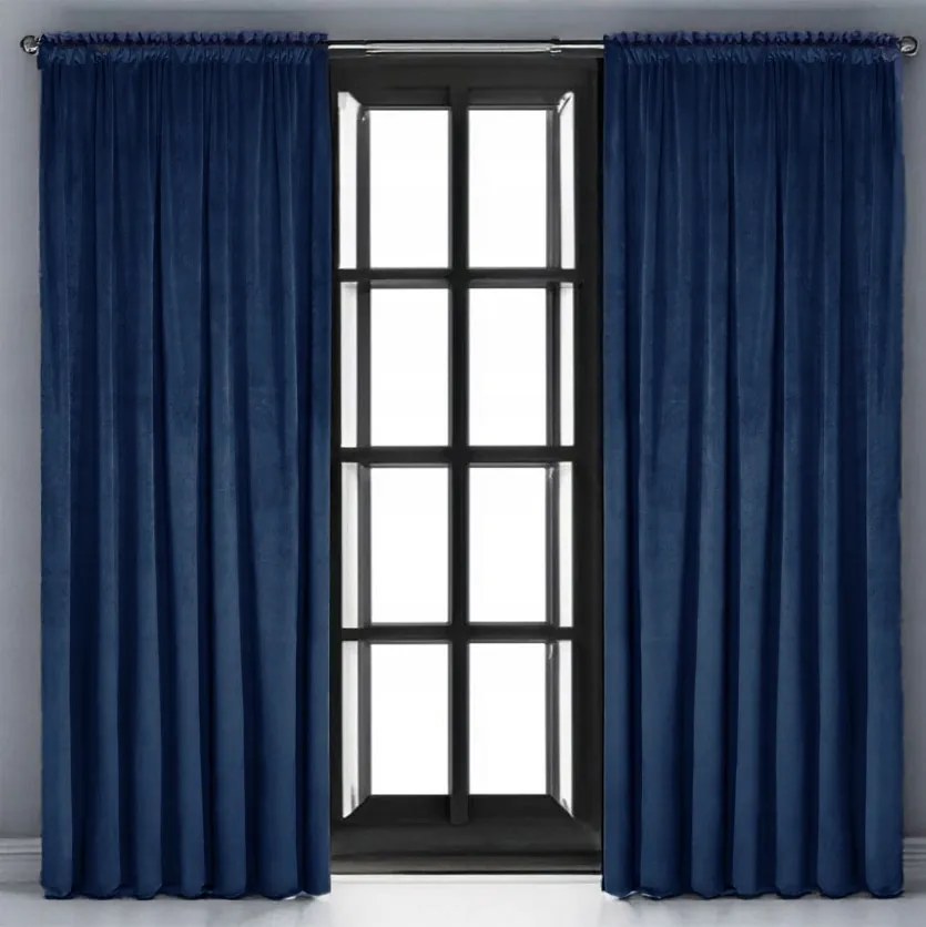 Zasłona welurowa na przelotkach 140x270 velvet gruba granatowa