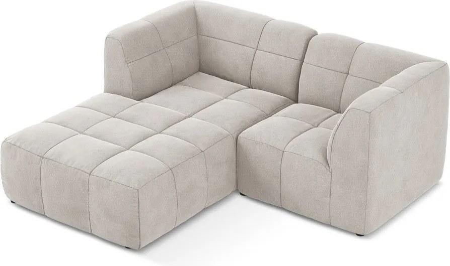 Beżowy aksamitny narożnik (lewostronny/z szezlongiem) Aloha – Makamii