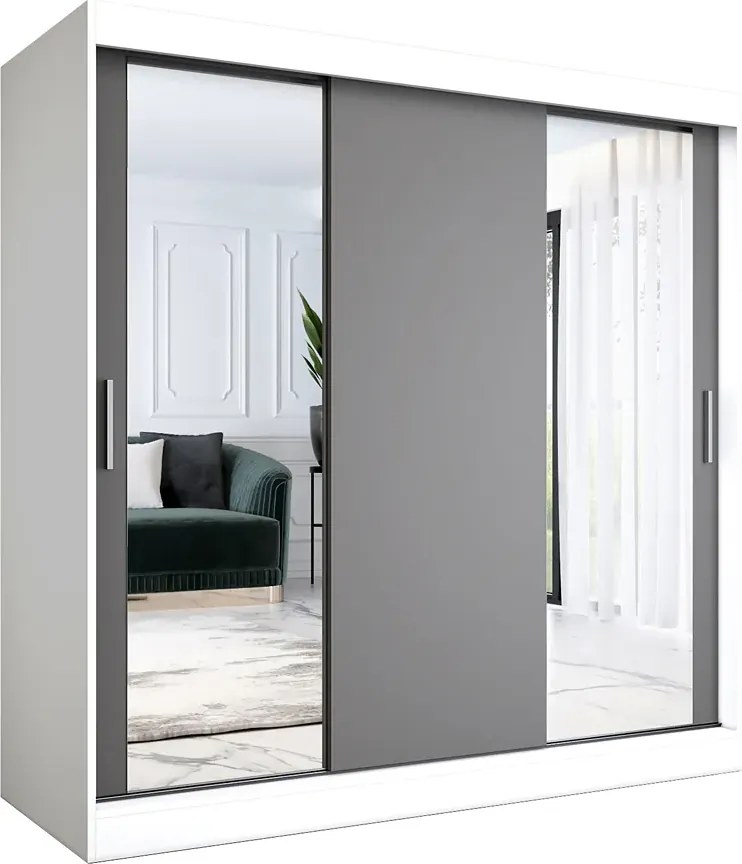 Szafa przesuwna biały + antracyt 200 cm E3-G24