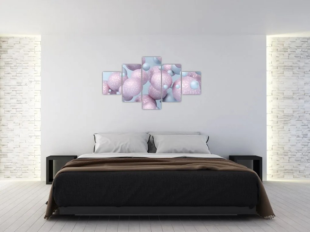 Malarstwo abstrakcyjne - Pastelowe kule (125x70 cm)