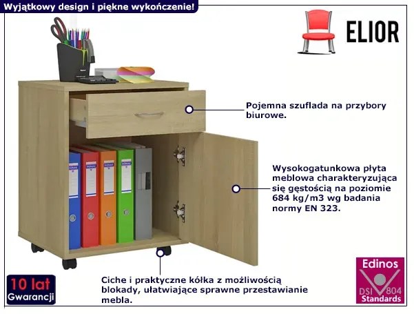 Skandynawski kontenerek biurowy dąb sonoma Eliona