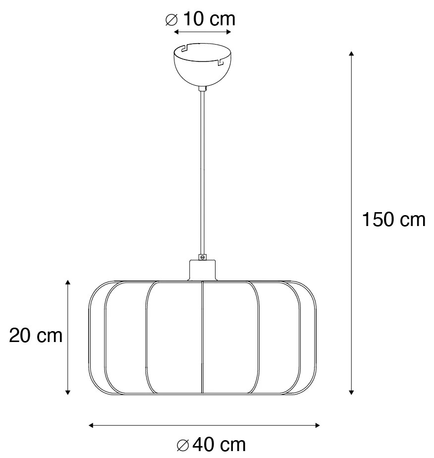 Lampa wisząca Japandi czarna z białym kloszem 40 cm - Madleine