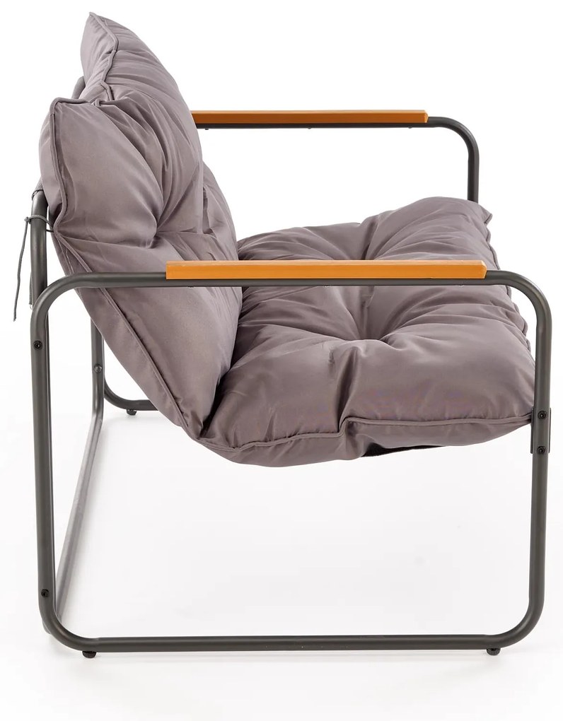 HUDSON Zestaw ogrodowy HUDSON sofa, 2 fotele, ława, popielaty nowoczesny