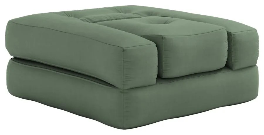 Rozkładany fotel z zielonym obiciem Karup Design Cube Olive Green