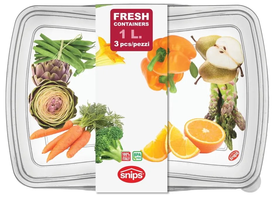 Zestaw 3 pojemników na żywność Snips Classic, 1 l