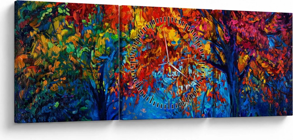 Obraz malowania natury (z zegarem) (90x30 cm)