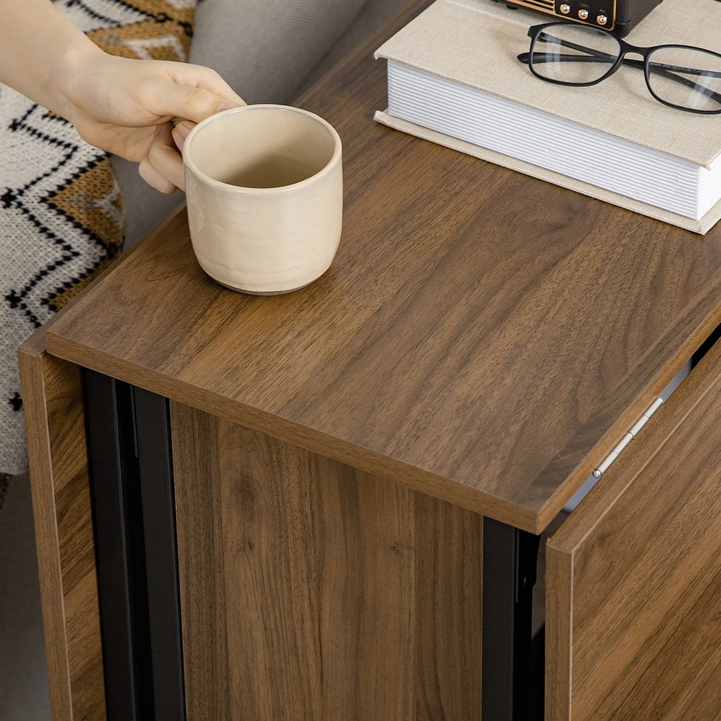 HOMCOM Mobilny Składany Stół, 2 Rozkładane Powierzchnie, 130 cm x 80 cm x 74 cm, Brązowy