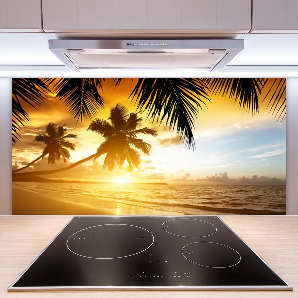 Szkło do Kuchni na Ścianę Tropikalny Raj pod Palmami