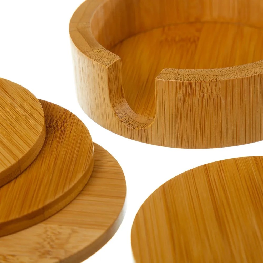 Brązowe bambusowe podkładki ze stojakiem zestaw 4 szt. – Casa Selección