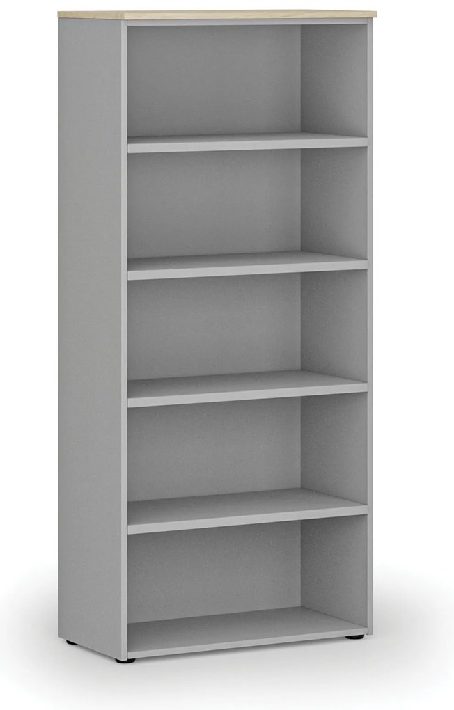 Regał biurowy PRIMO GRAY, 800 x 420 x 1781 mm, szary/dąb naturalny