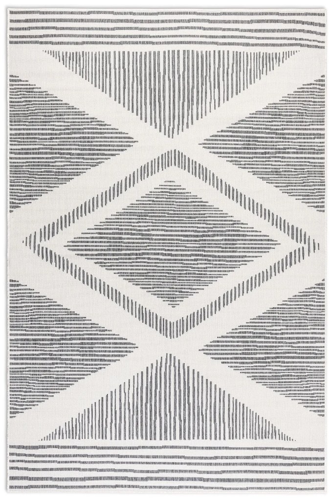 Dywan dwustronny zewnętrzny Gemini romby szaro-kremowy 80 cm x 150 cm