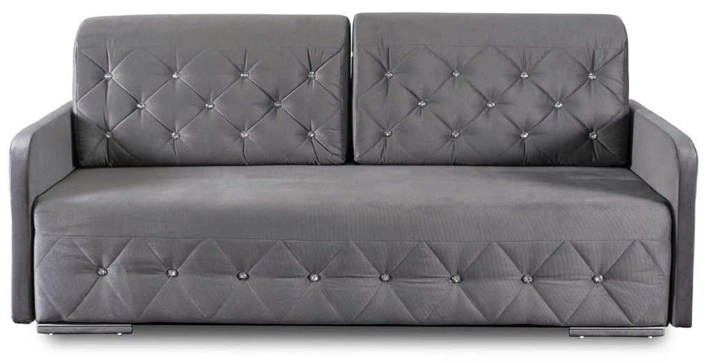 Sofa Rozkładana z Funkcją Spania VIVO Dwuosobowa Szara Glamour do Salonu