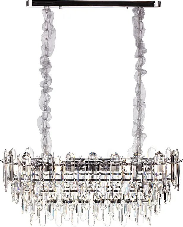 Nowoczesny żyrandol kryształowy do salonu, srebrny – Owalny 80 cm – Las Vegas