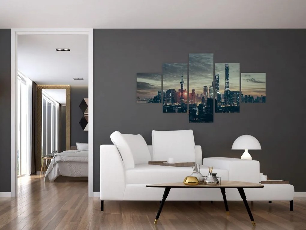 Obraz miasta o zmierzchu (125x70 cm)