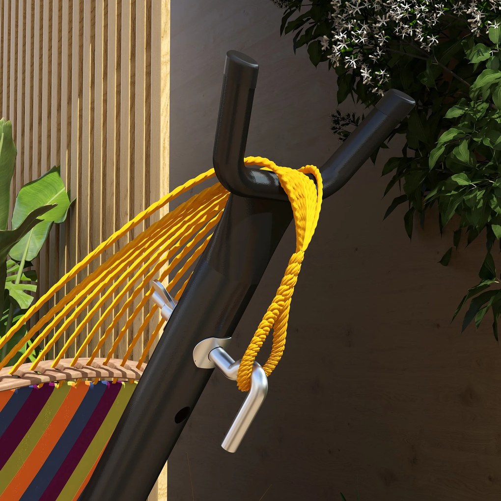 Outsunny Stojak na hamak, dla hamaków do 280 cm, Stal, 285D x 125S x 110W cm, Czarny