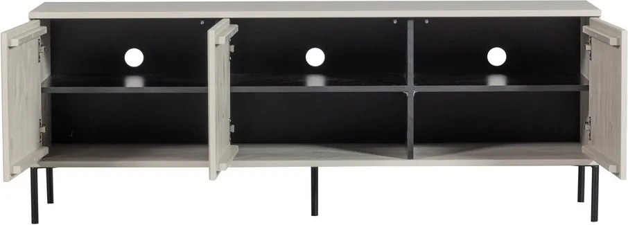 Jasnoszara szafka pod TV z litego drewna sosnowego 150x56x44 cm New Gravure – WOOOD