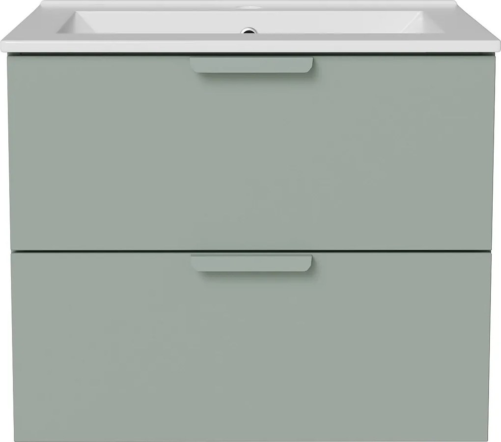 Wisząca szafka łazienkowa z umywalką wpuszczaną w blat – Zielony migdałowy – S60 cm – AVORELI
