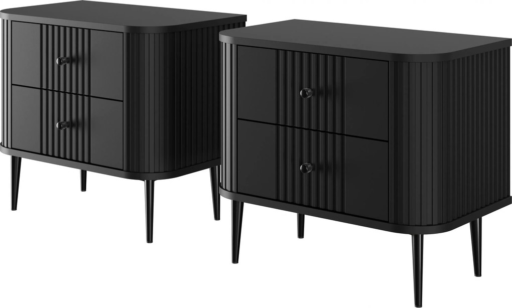 Zestaw szafek nocnych Vesper 56 cm - czarny / czarne nogi