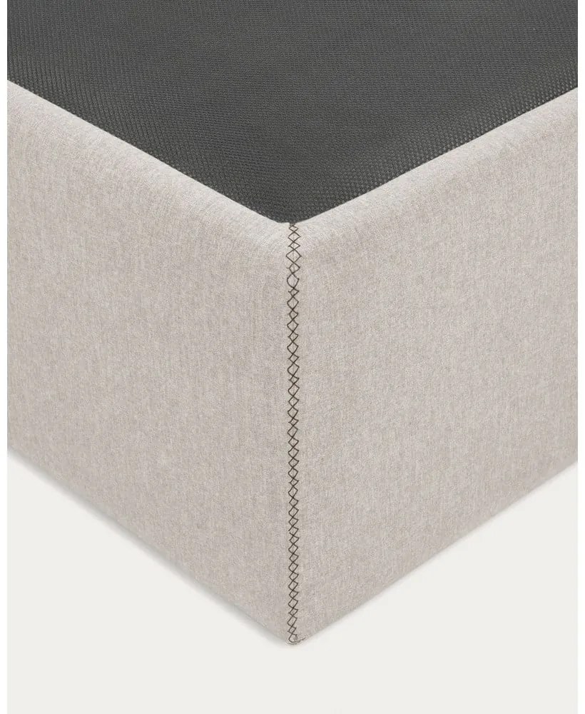 Beżowe tapicerowane łóżko dwuosobowe ze schowkiem 180x200 cm Matters – Kave Home