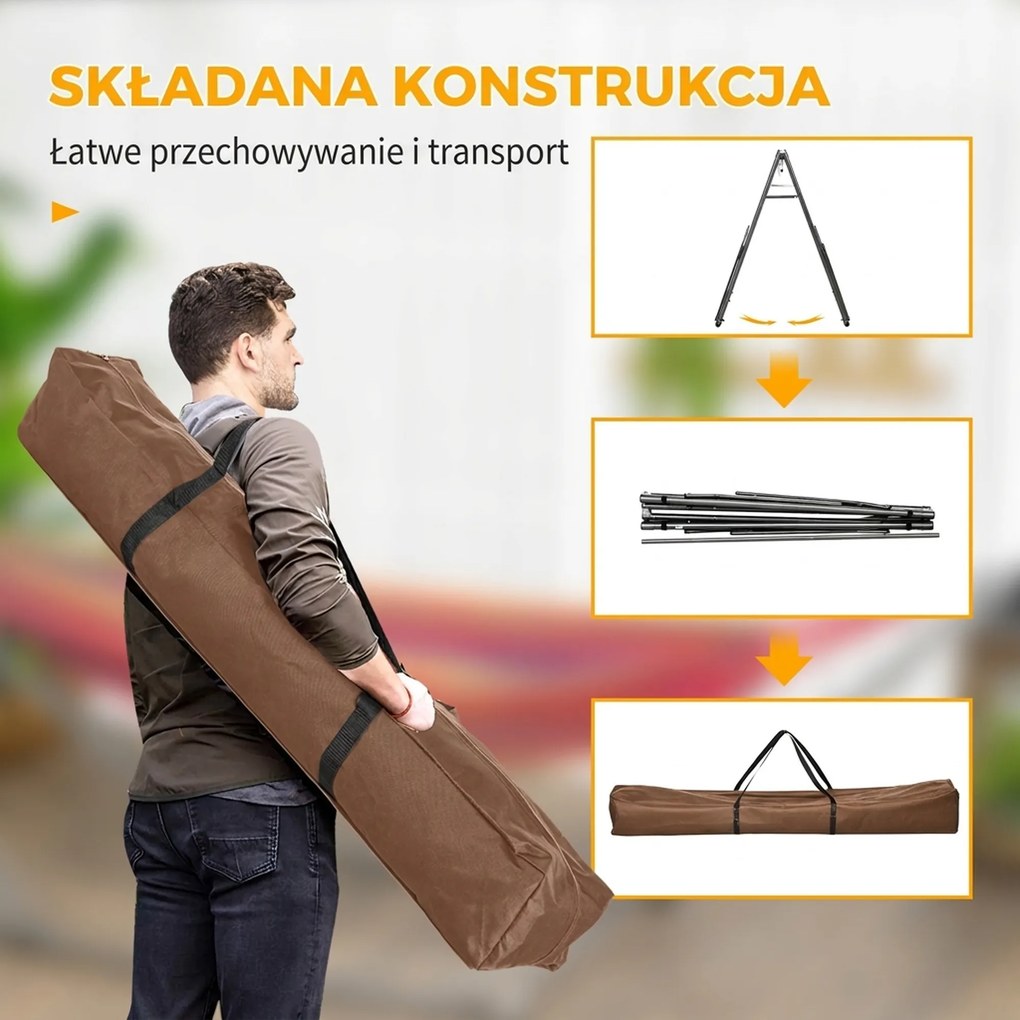 Outsunny Stojak do hamaków 2 w 1, odporny na warunki atmosferyczne, suszarka do prania, 290 cm x 92 cm x 88 cm, Czarny