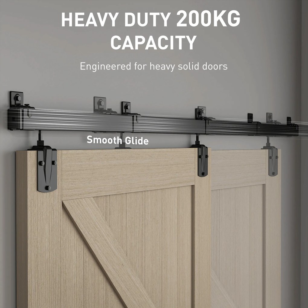 HOMCOM Zestaw do drzwi przesuwnych 244 cm, czarny, dla drzwi pojedynczych | Aosom PL