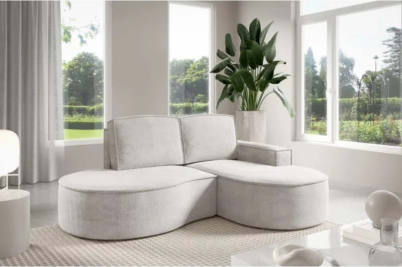 Narożnik MOLLY Prawostronny bez funkcji spania, wolnostojący tkanina CURIO 02 Biały