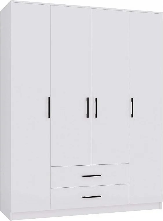 Szafa ROMANA 160 | Biała | 160x54x205 cm | Szafa z Szufladami