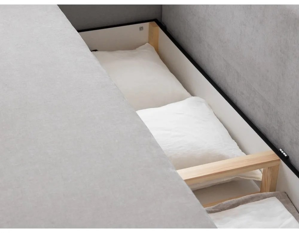 Beżowa rozkładana sofa ze schowkiem 231 cm Elen – Micadoni