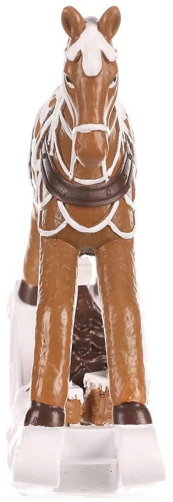 Dekoracja świąteczna Konik na biegunach, brązowy, polyresin, 17 cm