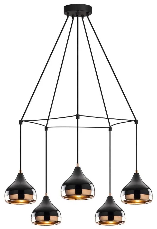 Žyrandol na przewodzie YILDO 5xE27/40W/230V czarny/miedziany