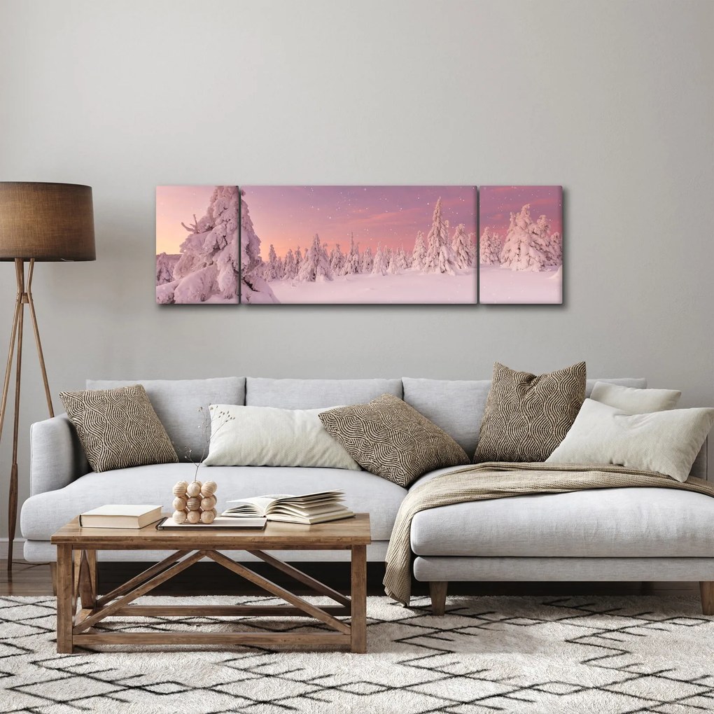 Obraz - Drzewa pod warstwą śniegu (170x50 cm)