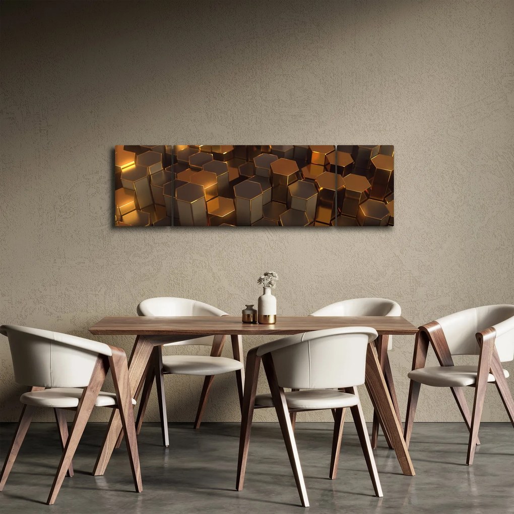 Obraz - Sześciokąty z brązu (170x50 cm)