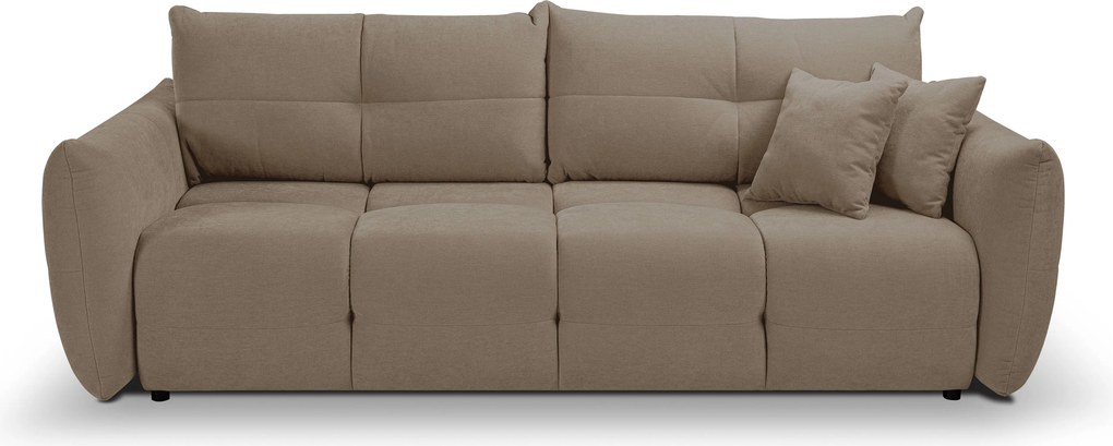 Masseno Sofa MODA z funkcją spania i pojemnikiem na pościel, Rozkładana sofa - Beżowy, WIND 11