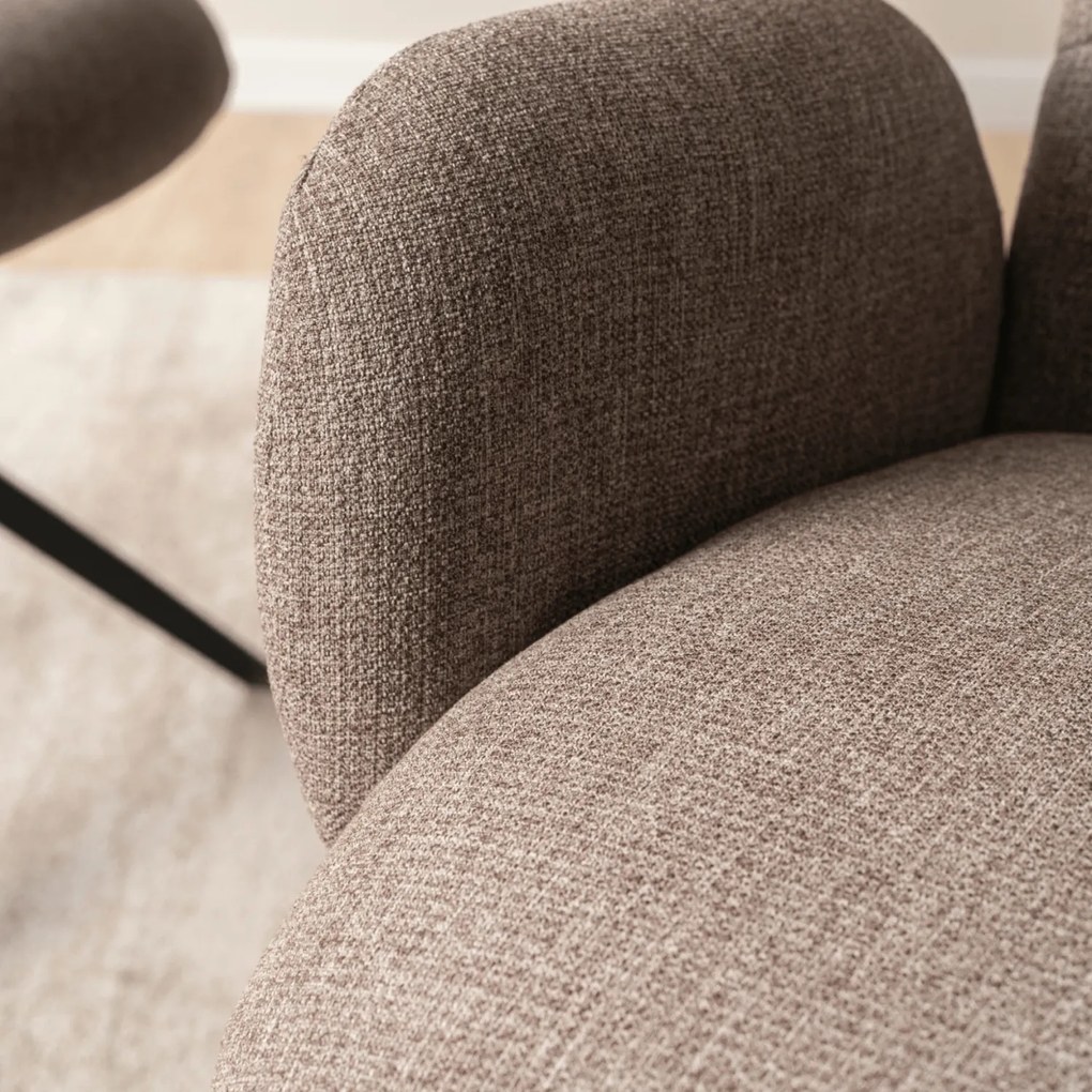 Krzesło Tapicerowane Obrotowe ALVARO Brązowe Nowoczesne