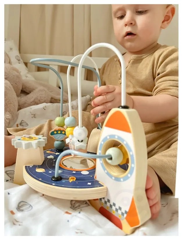 Tooky toy drewniana rakieta pętla motoryczna labirynt
