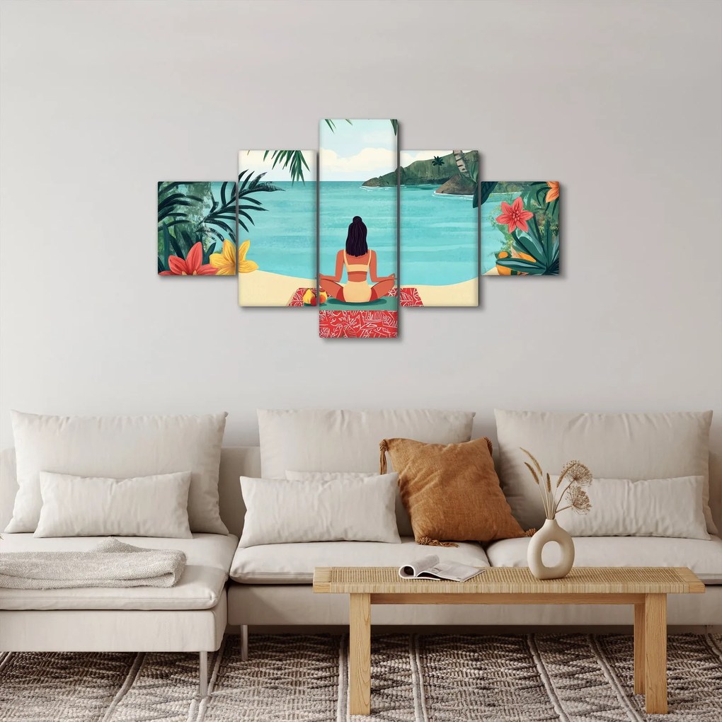 Obraz - Joginka na plaży (125x70 cm)