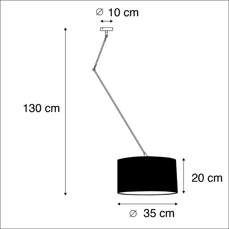 Lampa wisząca regulowana czarna klosz welurowy kwiaty 35cm - Blitz I klasyczny/Antyczny Oswietlenie wewnetrzne