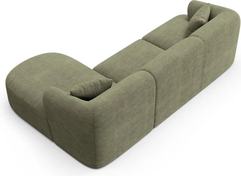 Zielony sztruksowy narożnik (prawostronny/z szezlongiem) Campi – Cosmopolitan Design